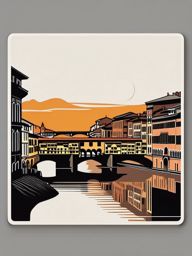 Florence Ponte Vecchio sticker- Famous medieval stone bridge over the Arno River, , sticker vector art, minimalist design