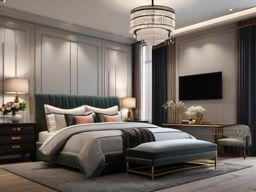 Transitional Bedroom Elegance - Combine classic and contemporary elements for a transitional bedroom. , bedroom interior decor design ideas, multicoloured, photo realistic, hyper detail, high resolution,