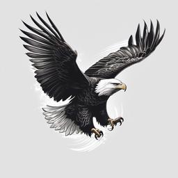 Tattoo Flying Eagle - Eagle in flight  minimal tattoo design, white background