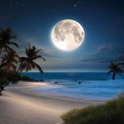 Beach background - moon and beach wallpaper  