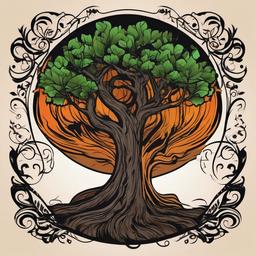 tree trunk tattoo  simple vector color tattoo