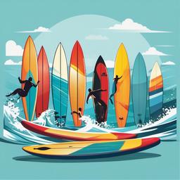 Surfboard clipart - surfing competition scene  vector clipart