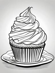 Cupcake Coloring Pages - Cupcake with caramel sauce drizzled over it  simple coloring pages