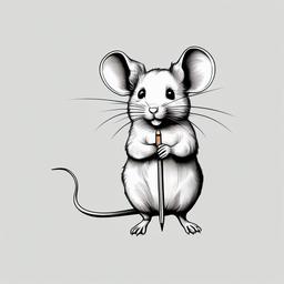 Mice clipart - mouse with a pencil drawing on paper  color,minimalist,vector clipart