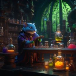 Ooze Slime Pet with an Alchemist in a Laboratory detailed matte painting, deep color, fantastical, intricate detail, splash screen, complementary colors, fantasy concept art, 8k resolution trending on artstation unreal engine 5