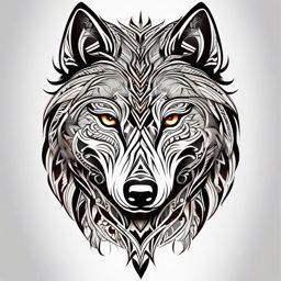 Tribal Wolf Tattoo,intricate tribal patterns embracing the power and mystique of the wolf, symbol of unity and strength. , color tattoo design, white clean background