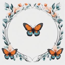 butterfly gemini tattoo  simple color tattoo,white background,minimal