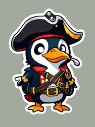 Penguin Pirate Sticker - A playful penguin dressed as a swashbuckling pirate. ,vector color sticker art,minimal