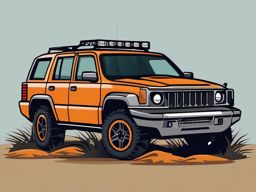 SUV Off-Road Clipart - An SUV ready for off-road adventures.  color vector clipart, minimal style