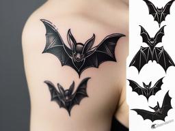 Cool Bat Tattoo-Stylish and edgy representation of a bat in a cool and modern tattoo design.  simple color tattoo,white background