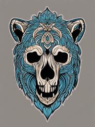 bear skull tattoo  simple vector color tattoo