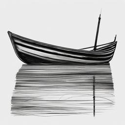 drawing of a wooden boat  minimal rough sketch scribbles,doodles,black and white