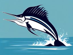 Sailfish Clipart - Sailfish leaping out of the water , minimal, 2d