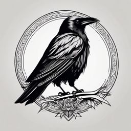 Black flag with crow tattoo. Symbol of mystery.  minimal color tattoo design