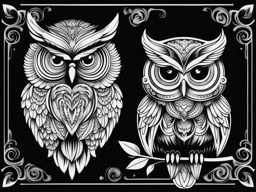 owl tattoo black and white design 
