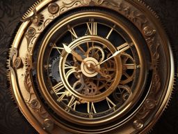 Antique clock and gears top view, photo realistic background, hyper detail, high resolution