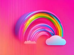 Pink Background With Rainbow  