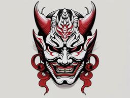 tattoo mask hannya  simple color tattoo,white background,minimal