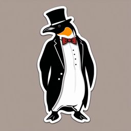 Penguin Sticker - A dapper penguin in a tuxedo, ,vector color sticker art,minimal
