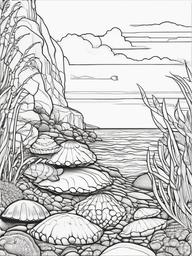 Barnacle Coloring Pages - Small Shell Creatures Sticking to Rocks  black outline printable sheet, coloring page