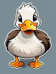 Crested Duck cartoon - duck with a fluffy crest on its head  cartoon sticker style