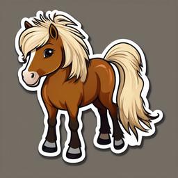 Shetland Pony cartoon - small, hardy pony breed  cartoon sticker style