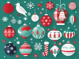 Christmas Ornament Clipart,Decorating a holiday ornament collector's catalog  simple, 2d flat