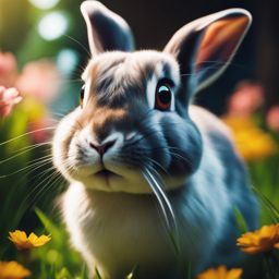 cute rabbit with big eyes cheery colors  good contrast cinematic 8k