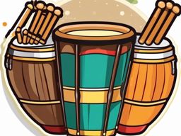 Bongo Drum Sticker - Adding a touch of Latin flavor with the rhythmic bongo drum, , sticker vector art, minimalist design