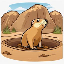 Prairie Dog cartoon - Prairie Dog popping out of its hole  