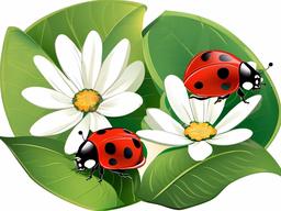 Ladybug clipart - ladybug holding a tiny flower  