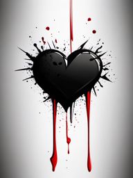 Thorny black heart with blood drops ink. Painful love symbol.  minimalist black white tattoo style