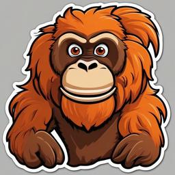 Orangutan cartoon - orange-haired jungle ape  cartoon sticker style