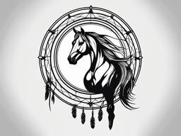 horse dreamcatcher tattoo  simple tattoo,minimalist,white background