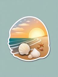 Beach and Seashell Emoji Sticker - Beachcombing for seashells, , sticker vector art, minimalist design
