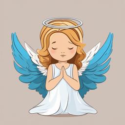 Angel clipart - angel with a thoughtful expression  color,minimalist,vector clipart