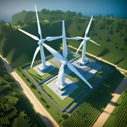 mega wind turbine farm generating clean energy on a colossal scale - minecraft house design ideas minecraft block style