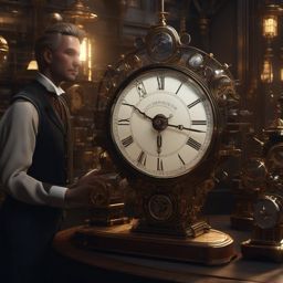 In a city of clockwork beings, clockmaker creates a sentient automaton capable of feeling emotions.  8k, hyper realistic, cinematic