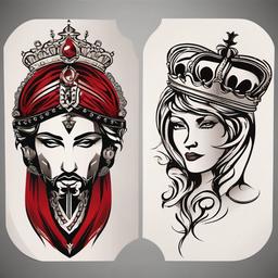 Best King and Queen Tattoos - Find the ultimate symbols of regal love.  minimalist color tattoo, vector