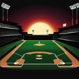 Baseball clipart - baseball field under bright lights  