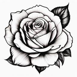 Rose Tattoo - Classic floral tattoo symbolizing love and passion  minimal tattoo design,white background