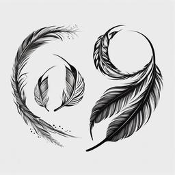 Ear Tattoo Feather - Feather tattoo specifically placed around the ear.  simple vector tattoo,minimalist,white background