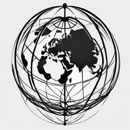 Simple Globe Tattoo - An uncomplicated and straightforward representation of a globe in a tattoo.  simple color tattoo design,white background