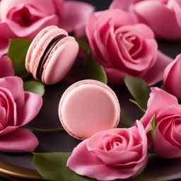 an exquisite rosewater macaron, delicate with a fragrant floral flavor and a smooth ganache filling. 