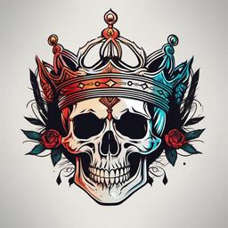 King and Queen Skull Tattoo - A bold and edgy symbol of unity.  minimalist color tattoo, vector