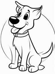 Happy Dog Coloring Pages - Joyful Dog with a Wagging Tail  minimal black outline printable sheet, coloring page