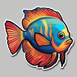 Tropical Fish Sticker - Colorful tropical fish swimming in a coral reef. ,vector color sticker art,minimal