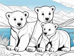 polar bear cubs cute animals coloring page 