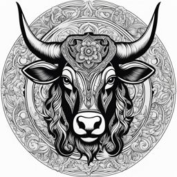 taurus tattoo black and white design 