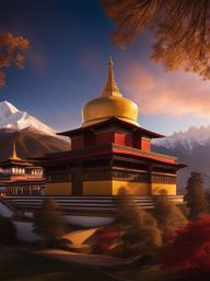 shangri-la - imagine a peaceful night in shangri-la, with tibetan monasteries and prayer flags softly lit, creating a serene and spiritual atmosphere. 